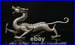 12.2 Old Chinese Copper Silver Fengshui 12 Zodiac Year Dragon Statue Sculpture