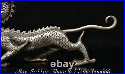 12.2 Old Chinese Copper Silver Fengshui 12 Zodiac Year Dragon Statue Sculpture