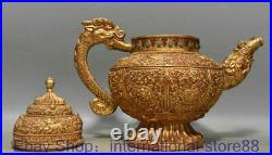 12.4 Antique Old Chinese 24K Gold Gems Dynasty Palace Dragon Handle Wine Pot