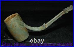 12.4 Rare Old Chinese Bronze Ware Dynasty Place Dragon Beast Handle Long Spoon