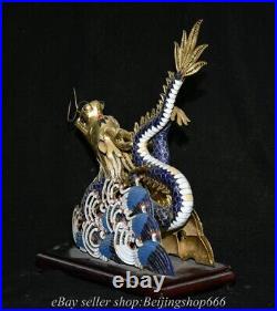 12.4Marked Chinese Cloisonne Copper Enamel Dynasty Dragon Beast Statue