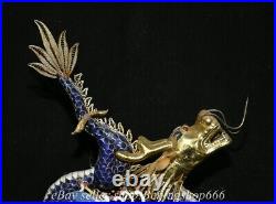 12.4Marked Chinese Cloisonne Copper Enamel Dynasty Dragon Beast Statue