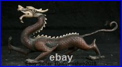 12.6 Old Chinese Red Copper Silver Feng Shui Zodiac Animal Dragon Lucky Statue