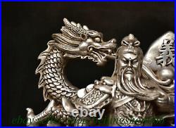 12.8 Qianlong Marked Old Chinese Silver Dynasty Dragon Guan Gong Yu Statue 12.8 Qianlong Marked Old Chinese Silver Dynasty Dragon Guan Gong Yu Statue