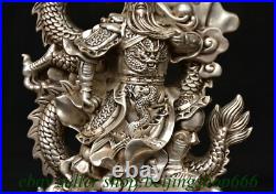 12.8 Qianlong Marked Old Chinese Silver Dynasty Dragon Guan Gong Yu Statue 12.8 Qianlong Marked Old Chinese Silver Dynasty Dragon Guan Gong Yu Statue