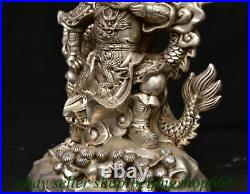 12.8 Qianlong Marked Old Chinese Silver Dynasty Dragon Guan Gong Yu Statue 12.8 Qianlong Marked Old Chinese Silver Dynasty Dragon Guan Gong Yu Statue