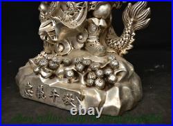 12.8 Qianlong Marked Old Chinese Silver Dynasty Dragon Guan Gong Yu Statue 12.8 Qianlong Marked Old Chinese Silver Dynasty Dragon Guan Gong Yu Statue