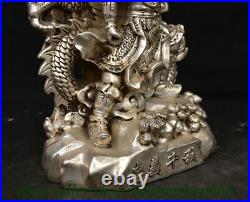12.8 Qianlong Marked Old Chinese Silver Dynasty Dragon Guan Gong Yu Statue 12.8 Qianlong Marked Old Chinese Silver Dynasty Dragon Guan Gong Yu Statue