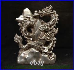 12.8 Qianlong Marked Old Chinese Silver Dynasty Dragon Guan Gong Yu Statue 12.8 Qianlong Marked Old Chinese Silver Dynasty Dragon Guan Gong Yu Statue