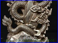 12.8 Qianlong Marked Old Chinese Silver Dynasty Dragon Guan Gong Yu Statue 12.8 Qianlong Marked Old Chinese Silver Dynasty Dragon Guan Gong Yu Statue