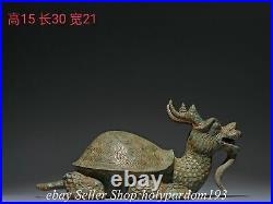 12 Antique Chinese Shang Dynasty Bronze ware Dragon Turtle Statue Sculpture