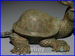 12 Antique Chinese Shang Dynasty Bronze ware Dragon Turtle Statue Sculpture