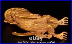 12 Antique Chinese Tang Dynasty Bronze 24K Gold Gilt Dragon Phoenix Cup Statue