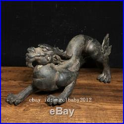 12 Chinese antique bronze handmade Ancient Dragon fengshui statue B2