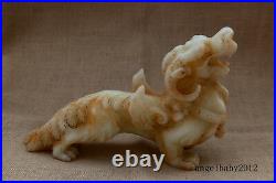 12 Chinese antique handcarved old white jade dragon kylin statue