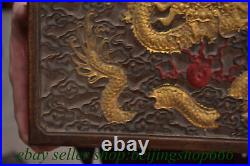 12 Old Chinese Huanghuali Wood Carved Dynasty Dragon Storage Jewelry Box