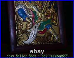 12 Old Chinese Wood Painting Feng Shui Guan Gong Yu Dragon Thangka