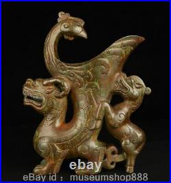 12 Rare Old Chinese Bronze Ware Dynasty Palace Dragon Phoenix Beast Cann