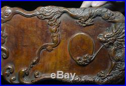 12 Rare Old Chinese Huanghuali Wood Dynasty Carving Dragon Inkstone ink-slab
