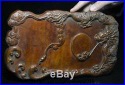 12 Rare Old Chinese Huanghuali Wood Dynasty Carving Dragon Inkstone ink-slab