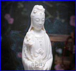 12Chinese Dehua Porcelain Dripping Water Kwan-yin Guanyin Tongzi Dragon Statue