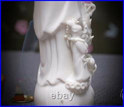 12Chinese Dehua Porcelain Dripping Water Kwan-yin Guanyin Tongzi Dragon Statue
