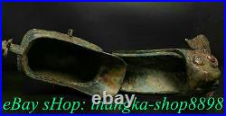 12Old China Shang Dynasty Bronze Ware Dragon Beast Zun Incense Burner Censer