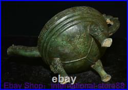 13.2 Old Chinese Bronze Ware Dynasty Palace Handle Dragon Beast Wine Vessel