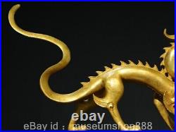 13.2 Old Chinese Copper Gilt Fengshui 12 Zodiac Year Dragon Beast Sculpture