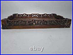 13.3 Chinese Qing Dynasty Old Antique Yellow Wood Hand Carving Dragon Tray