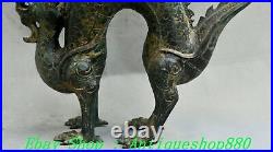 13.7'' Old Chinese Dynasty Bronze Ware Fengshui Dragon Loong Beast Statue