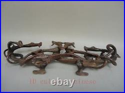 13 Old Chinese Bronze carving four dragons Pen rack desk Decoration Collection