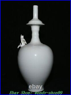 13 Old Chinese Song Dynasty Ding Kiln Porcelain Dragon Beast Head Bottle Vase