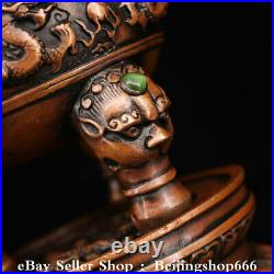 14.4 Marked Old Chinese Bronze Inlay Gems Dynasty Dragon Beast incense burner