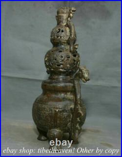 14.8 Old Chinese Bronze Ware Western Zhou Dynasty Beast Face Dragon Ear Censer