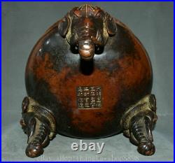 14 Marked Old Chinese Purple Bronze Gilt Dynasty Palace Dragon Elephant Censer