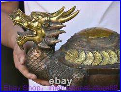 14 Old Chinese Copper Feng Shui Dragon Turtle Wealth Lucky Statue Sculpture