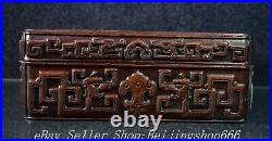 14 Old Chinese Huanghuali Wood Carved Dynasty Dragon Storage Box Statue