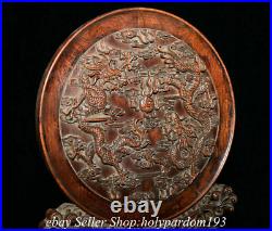14 Old Chinese Huanghuali Wood Carved Fengshui Dragon Screen Statue