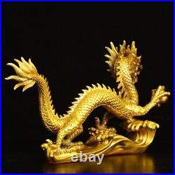 14'' brass sculpture chinese fengshui culture fortune wealth brass dragon statue