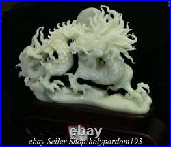 15.2 Chinese Natural Xiu Jade Carved Fengshui 12 Zodiac Year Dragon Statue