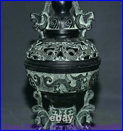 15.6 Rare Old Chinese Bronze Ware Dynasty Palace Phoenix Dragon Beast Censer