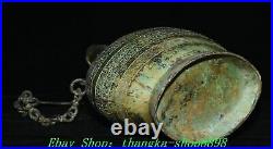 15 Old Chinese Dynasty Bronze Ware Dragon Beast Chain Wine Jar Vase Bottle