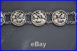 154 Gr Antique Chinese Export Solid Silver Dragon Belt Hallmark1900 China