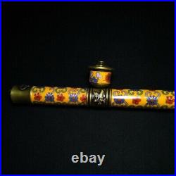 16.5 Inch Chinese Brass Cloisonne Carving Inlay Dragon Eagle Flower Tobacco Pipe 16.5 Inch Chinese Brass Cloisonne Carving Inlay Dragon Eagle Flower Tobacco Pipe