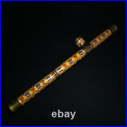 16.5 Inch Chinese Brass Cloisonne Carving Inlay Dragon Eagle Flower Tobacco Pipe 16.5 Inch Chinese Brass Cloisonne Carving Inlay Dragon Eagle Flower Tobacco Pipe