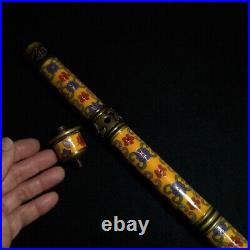 16.5 Inch Chinese Brass Cloisonne Carving Inlay Dragon Eagle Flower Tobacco Pipe 16.5 Inch Chinese Brass Cloisonne Carving Inlay Dragon Eagle Flower Tobacco Pipe