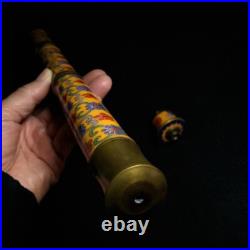 16.5 Inch Chinese Brass Cloisonne Carving Inlay Dragon Eagle Flower Tobacco Pipe 16.5 Inch Chinese Brass Cloisonne Carving Inlay Dragon Eagle Flower Tobacco Pipe