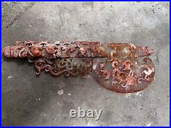 16.54 inch Chinese antique Yugao relief dragon and phoenix jade axe hea