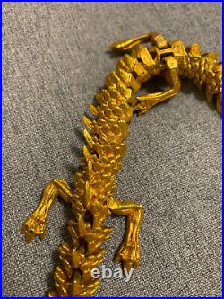 16 Inches Antique Chinese Brass WithGold-Plating Hand Made Dragon
